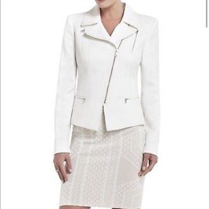 BCBG MAXAZRIA White Gardenia Boe Moto Jacket XXS